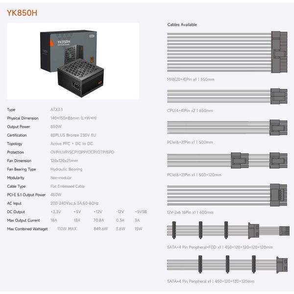 PCCooler YK850H (P3-YK850H-B1HWBK1) 472096 фото