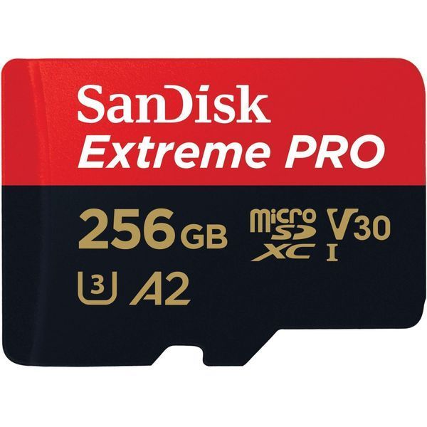 SanDisk 256 GB microSDXC UHS-I U3 Extreme Pro A2 + SD Adapter (SDSQXCZ-256G-GN6MA) 612238 фото