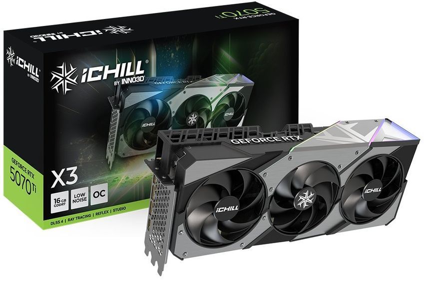 Відеокарта Inno3D GeForce RTX 5070 Ti iCHILL X3 (C507T3-16D7X-176069R) 127664 фото