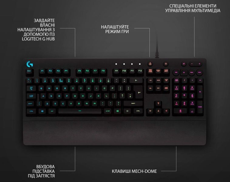 Logitech G213 Prodigy RGB Gaming Keyboard UKR (920-010740) 551191 фото