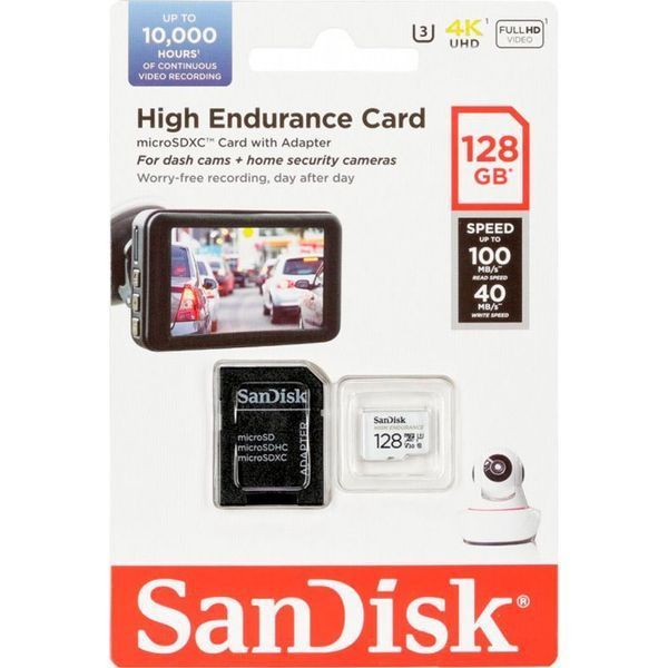 SanDisk 128 GB microSDXC High Endurance UHS-I U3 V30 + SD adapter (SDSQQNR-128G-GN6IA) 633557 фото
