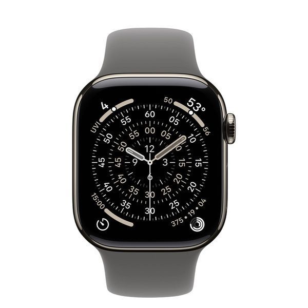 Apple Watch Series 11 GPS + Cellular 42mm Natural Titanium Case with Stone Gray Sport Band - M/L (MF8N4) MF8N4 фото