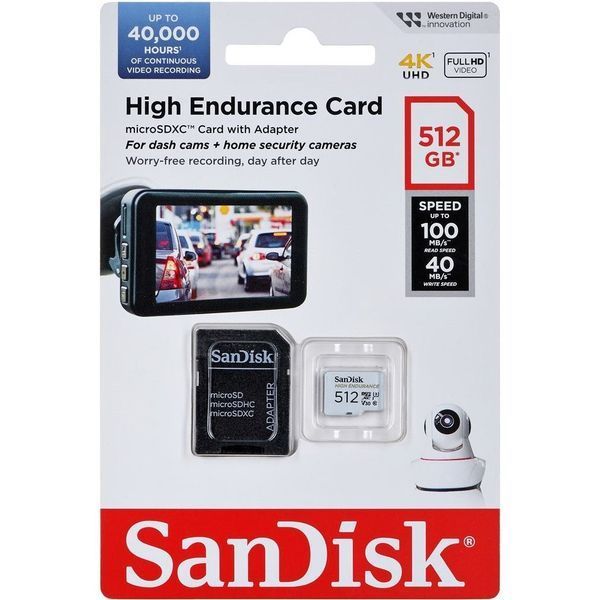 SanDisk 512 GB microSDXC High Endurance UHS-I U3 V30 + SD adapter (SDSQQNR-512G-GN6IA) 511075 фото