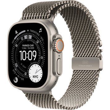 Apple Watch Ultra 3 GPS + Cellular 49mm Natural Titanium Case with Natural Titanium Milanese Loop - Medium (MEWY4) MEWY4 фото