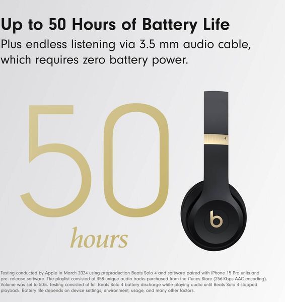 Навушники Beats Solo 4 &mdash; On-Ear Wireless Headphones &ndash; Black & Gold (MC2L4) MC2L4 фото