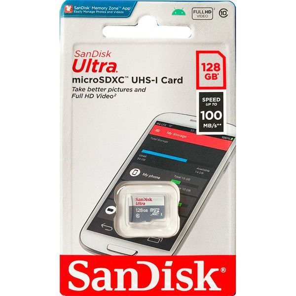 SanDisk 128 GB microSDXC Ultra UHS-I U1 V30 A2 (SDSQUNR-128G-GN3MN) 801157 фото
