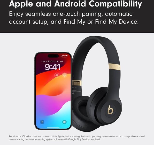 Навушники Beats Solo 4 &mdash; On-Ear Wireless Headphones &ndash; Black & Gold (MC2L4) MC2L4 фото