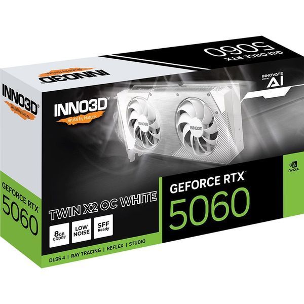 Відеокарта Inno3D GeForce RTX 5060 TWIN X2 OC WHITE (N50602-08D7X-169570W) 854758 фото