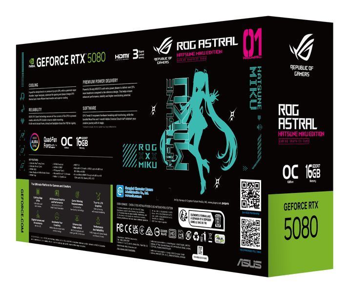 Відеокарта Asus ROG Astral GeForce RTX 5080 HATSUNE MIKU Edition OC (ROG-ASTRAL-RTX5080-O16G-HATSUNE-MIKU-EDITION) 132559 фото