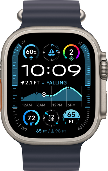 Apple Ремінець Ocean Band Navy - Natural Titanium Finish для Watch 44/45/46/49mm (MXTH3) MXTH3 фото