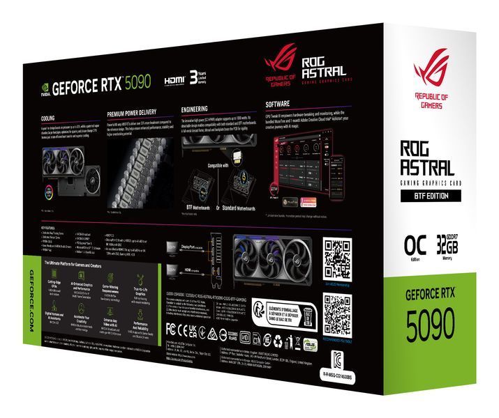 Відеокарта ASUS ROG-ASTRAL-RTX5090-O32G-BTF-GAMING (90YV0NF0-M0NA00) 352799 фото
