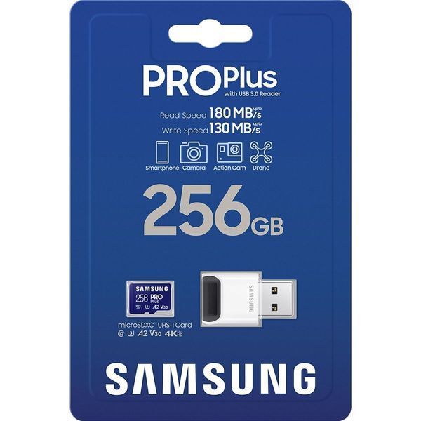Samsung 256 GB microSDXC UHS-I U3 V30 A2 PRO Plus + Reader (MB-MD256SB) 427820 фото