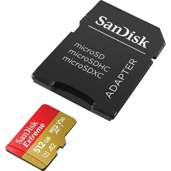 SanDisk 512 GB microSDXC UHS-I U3 V30 A2 Extreme + SD-Adapter (SDSQXAV-512G-GN6MA) 371285 фото