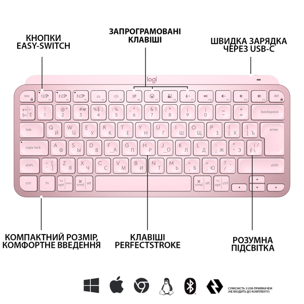 Logitech MX Keys Mini Rose (920-010500) 768586 фото