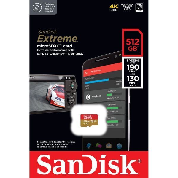 SanDisk 512 GB microSDXC UHS-I U3 V30 A2 Extreme (SDSQXAV-512G-GN6MN) 511565 фото