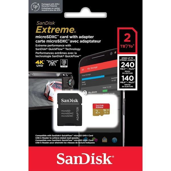 SanDisk 2 TB microSDXC U3 V30 A2 Extreme + Adapter SD (SDSQXAV-2T00-GN6MA) 457897 фото